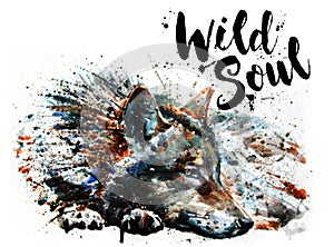 Wolf watercolor painting predator animals Wild soul