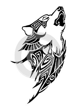 Wolf whine head tribal tattoo design for arm or leg