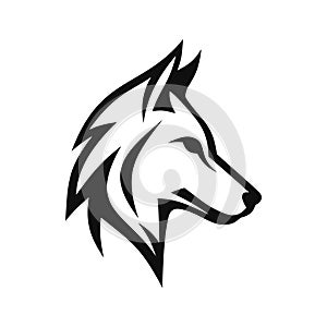 Wolf Wild Head Face. Logo Style on White Background. Vector