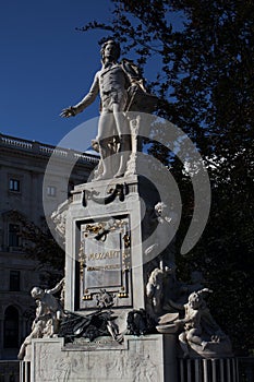 Wolfgang Amadeus Mozart Statue in Burggarten park in Vienna Austria