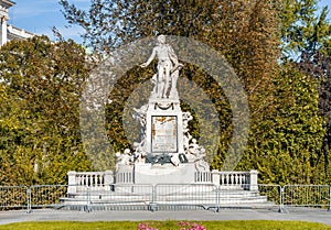 Wolfgang Amadeus Mozart statue in Burggarten park, Vienna, Austria