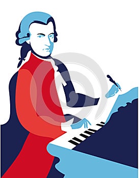 Wolfgang Amadeus Mozart vector illustration