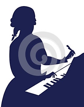 Wolfgang Amadeus Mozart vector illustration silhouette