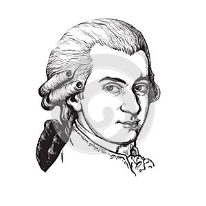 Wolfgang Amadeus Mozart. Vector portrait. photo