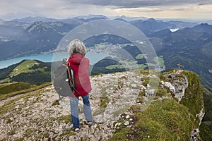 Wolfgangsee lake and Alpine range in Salzburg region. Austria highlight