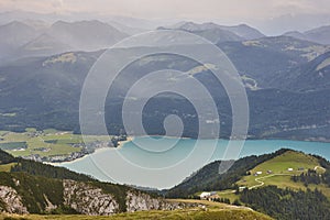 Wolfgangsee lake and Alpine range in Salzburg region. Austria highlight