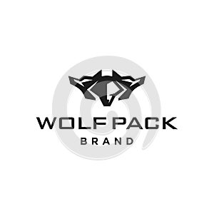 Wolfpack logo icon, three headed wolf modern mascot logo design. photo