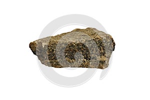 Raw Wolframite ore stone isolated on white background. Metallic minerals.