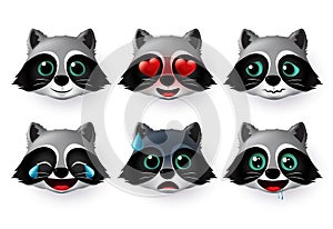 Wolfs emoji or emoticon vector set. Wolf face emojis avatar character in  hungry, scared, laughing.