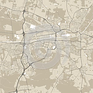 Wolfsburg map, Germany. City map, vector streetmap