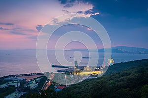 Wolmi amusement park after Sunset at incheon, south korea