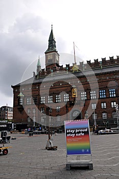 Wolrd Pride and Euro gaems on copenhgen town hall Sq