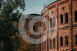 Wolskie Rotundy. Old gas holders in Warsaw. Wola Gas Factory