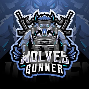 Wolves gunner esport mascot logo design