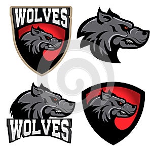 Wolves. sport team logo template. Mascot.