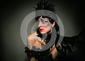 Woman with a 20`s cabaret make-up look