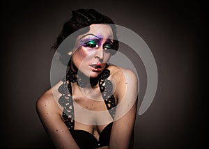 Woman with a 20`s cabaret make-up look