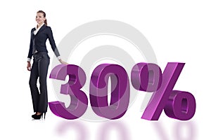 The woman in 30 percent sale concept