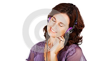 Woman in 30s with earphones