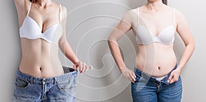 Woman with abdomen loss concept