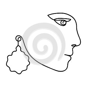 Woman abstract face profile, one line drawing. Hand drawn outline illustration. Continuous line. Portret female. Vector