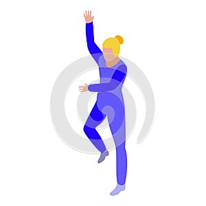 Woman acrobat icon isometric vector. Person team
