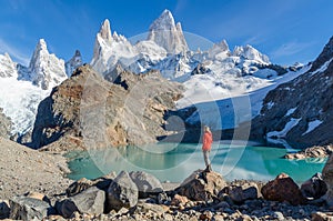 Woman admiring Fitz Roy scenic view