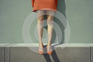 beautiful woman concept foot shoe blue red leg colorful color fashion. Generative AI.