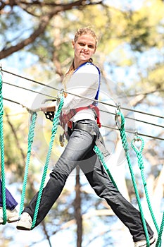 Woman in adventure park