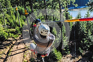 Woman in adventure park