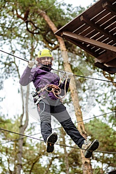 Woman in an adventure park