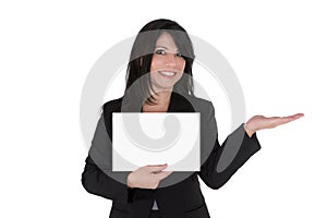 Woman advertising product