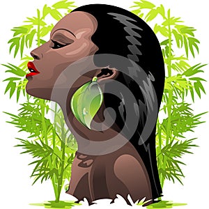 Woman African Beauty and Bamboo