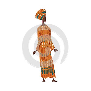 Woman in African National lothing, Female Representative of Country in Traditional Outfit of Nation Cartoon Style Vector