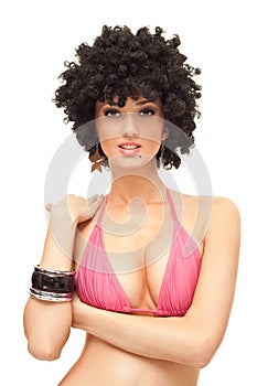 woman afro wig