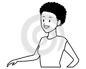 Woman afroamerican smiling black and white