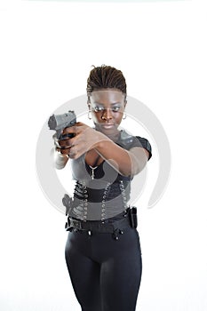 Woman Aiming a Gun