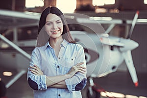 Woman and aircraft