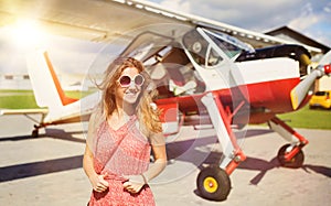 Woman and aircraft