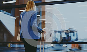 Woman in airport terminal