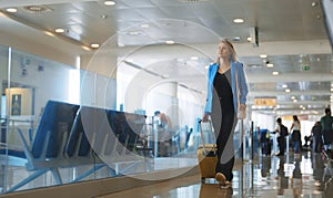 Woman in airport terminal