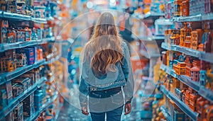 Woman in an aisle of toy houses