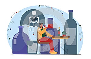 Woman with alcoholism vector concept