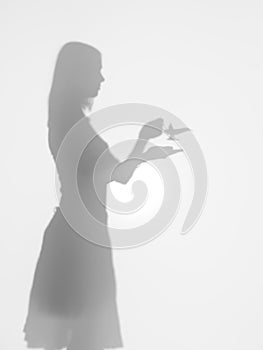 Woman with alladin lamp, silhouette photo