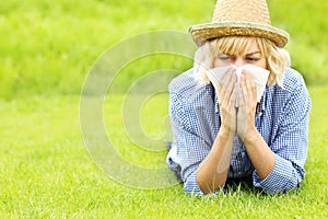 Woman allergic to grass