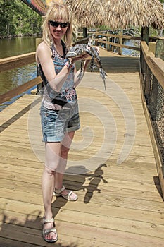 Woman with alligator