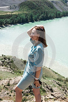 Woman in Altai mountains