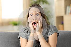 Woman amazed looking at camera