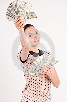 Woman with american dollars