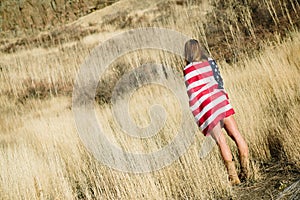 Woman with American Flag